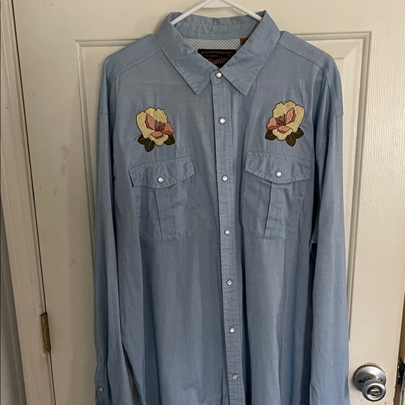 Howler Brothers Other - Howler Brothers Light Blue Floral Embroidered Shirt